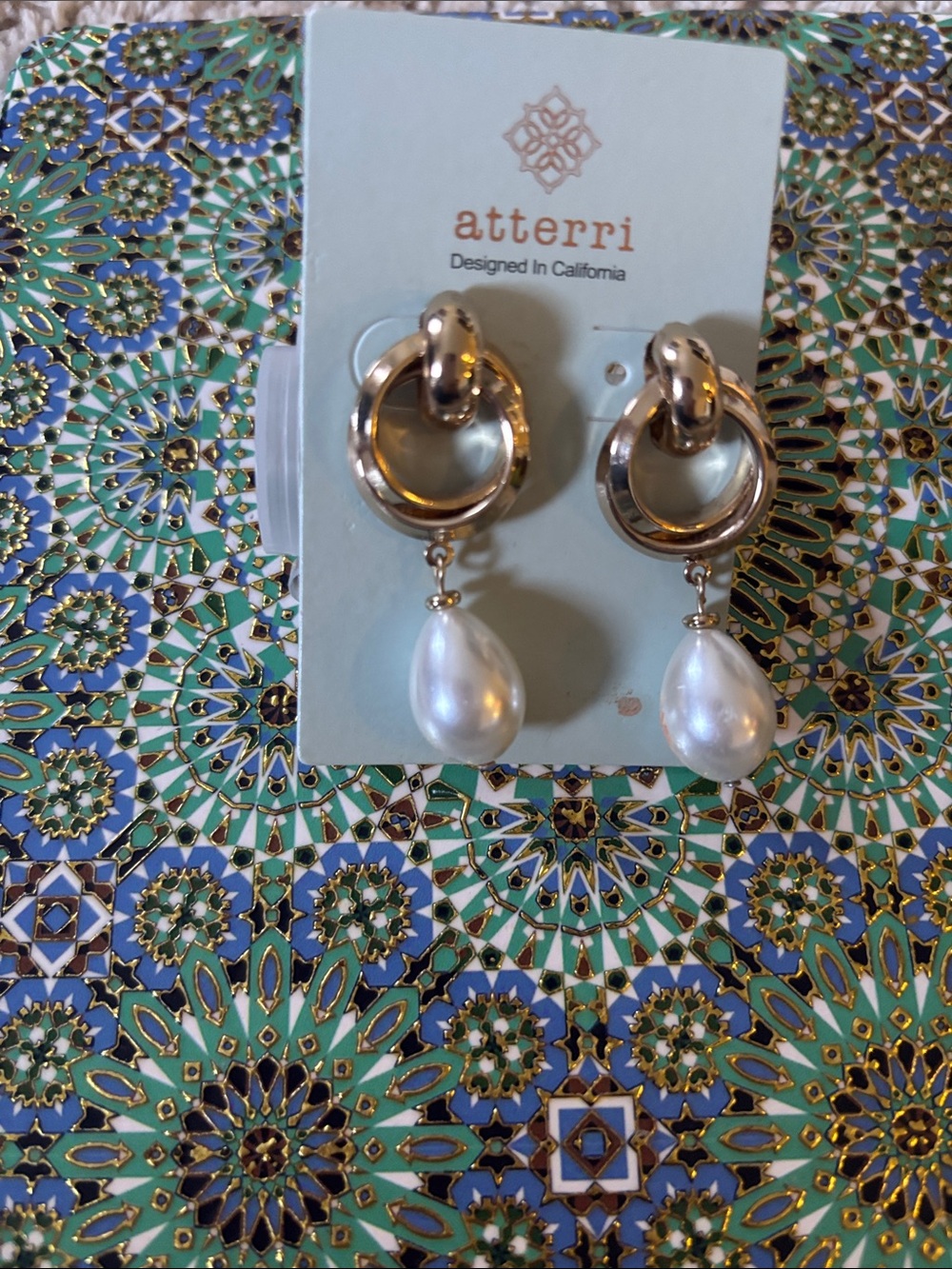 Pearl Drop Gold-Tone Hoop Earrings